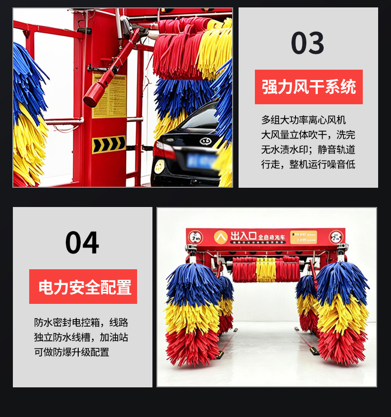 Fully Automatic Reciprocating Car Wash Machine for Gas Stations, 3-Brush 5-Brush Car Wash Equipment, Mobile Reciprocating Car Wash Equipment