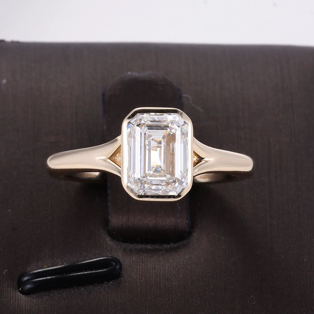 Заводская оптовая продажа личность 14K золото 2 карата изумрудной резки для выращивания бриллиантовое кольцо все включено инкрустированное обручальное кольцо