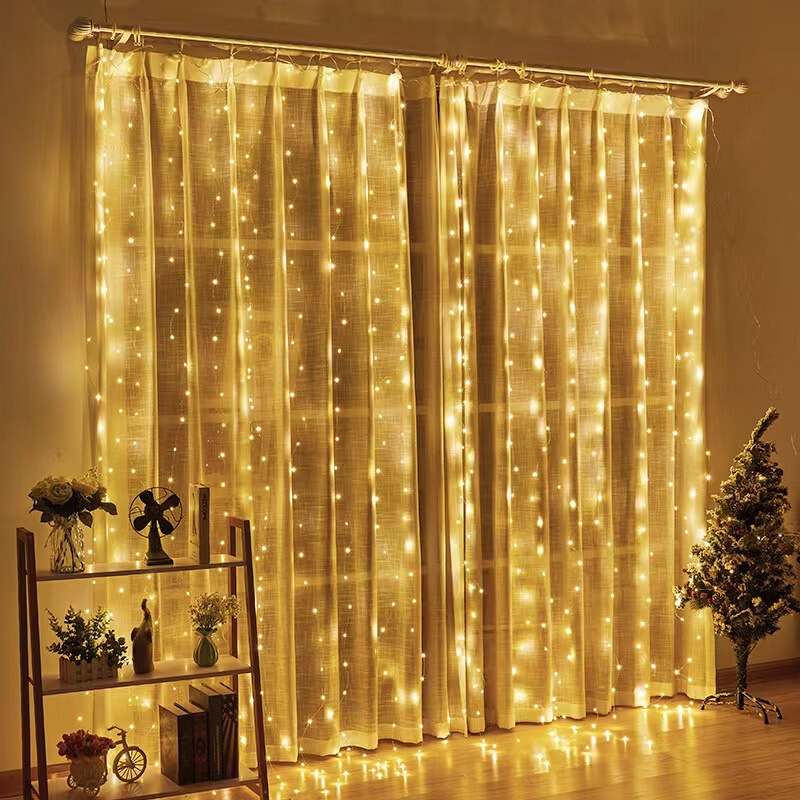 Cross-Border 3*3 Led Copper Wire Light Curtain Lights USB Colorful Light String Christmas Lights Glowing Decorative Lights Light Strips Christmas Tree
