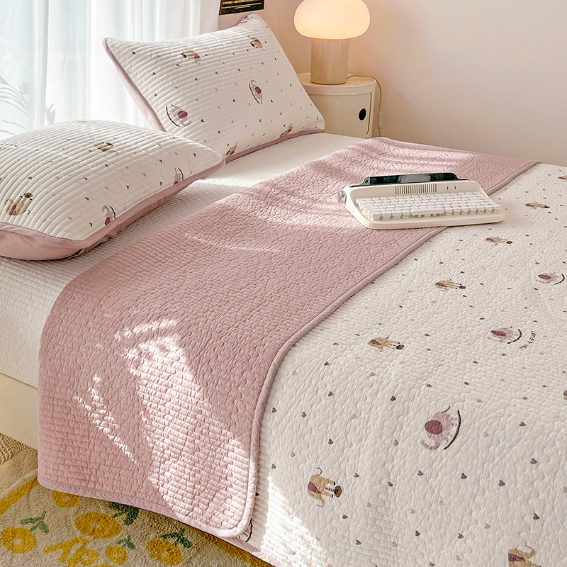 四季通用両面純綿ベッドカバー単品綿キルティング綿畳シーツ三点セット滑り止めパッドシングル