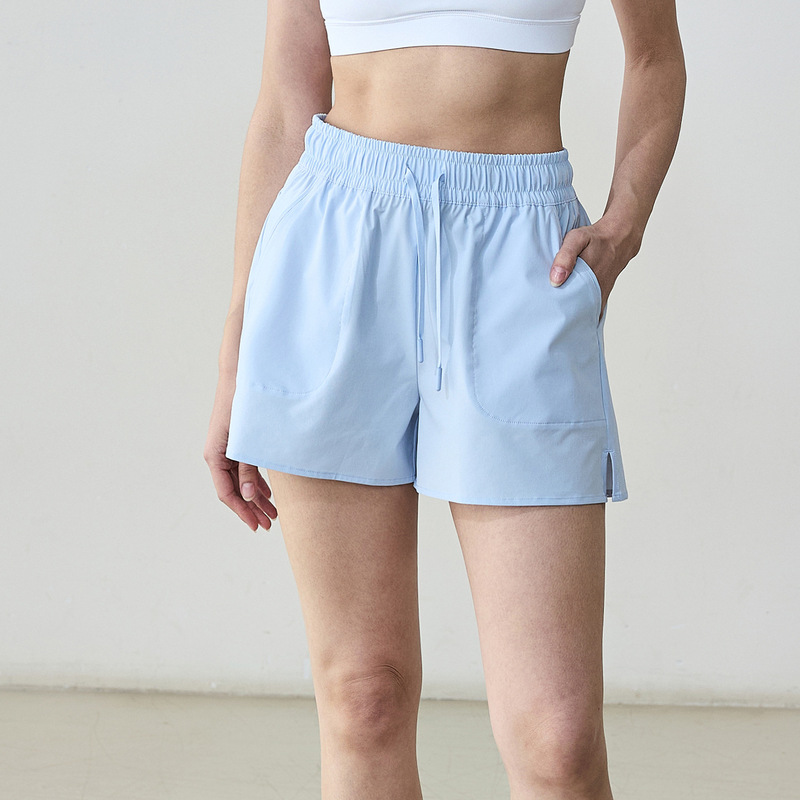 夏の通気性レジャースポーツパンツ女性速乾ひも三分ズボンゆるい大ポケット屋外ランニングフィットネスパンツ|undefined