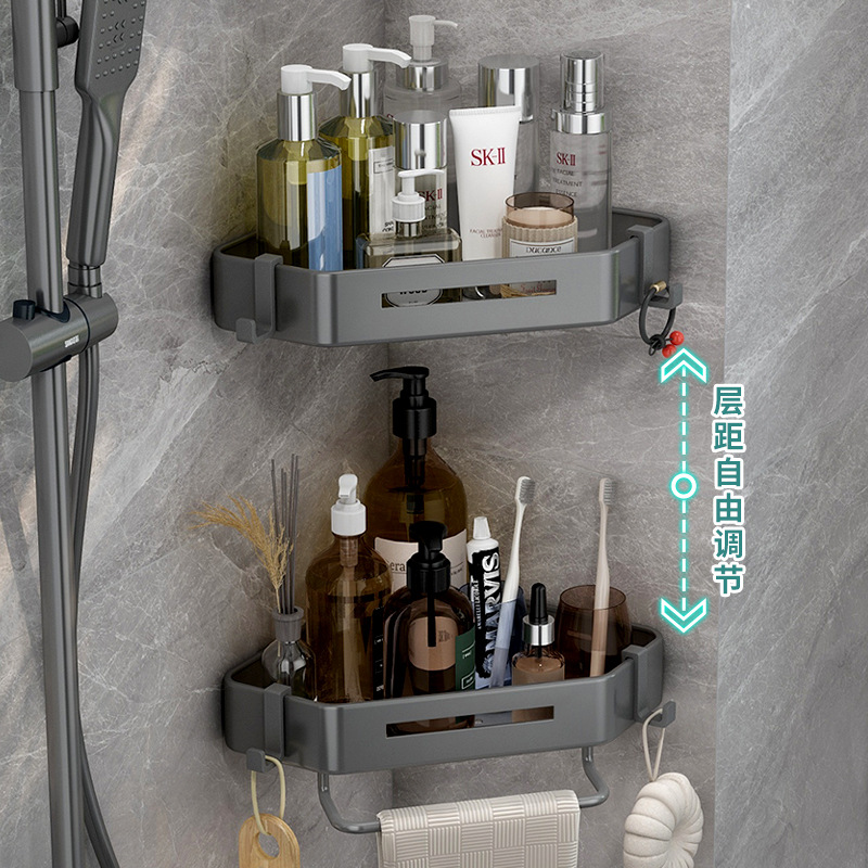 Gun Gray Bathroom Corner Shelf, Freestanding Corner Shelf for Bathroom, No Drilling Wall Shelf, Triangle Shelf for Bathroom, Corner Sash Shelf, Shower Caddy Shelf, Bathroom Storage Shelf