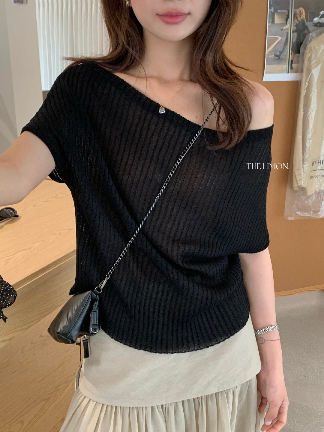 Áo thun nữ cổ tròn basic tay ngắn phong cách Hàn Quốc — Cà phê, màu đen, Bột củ sen, trắng ngà chi tiết 69