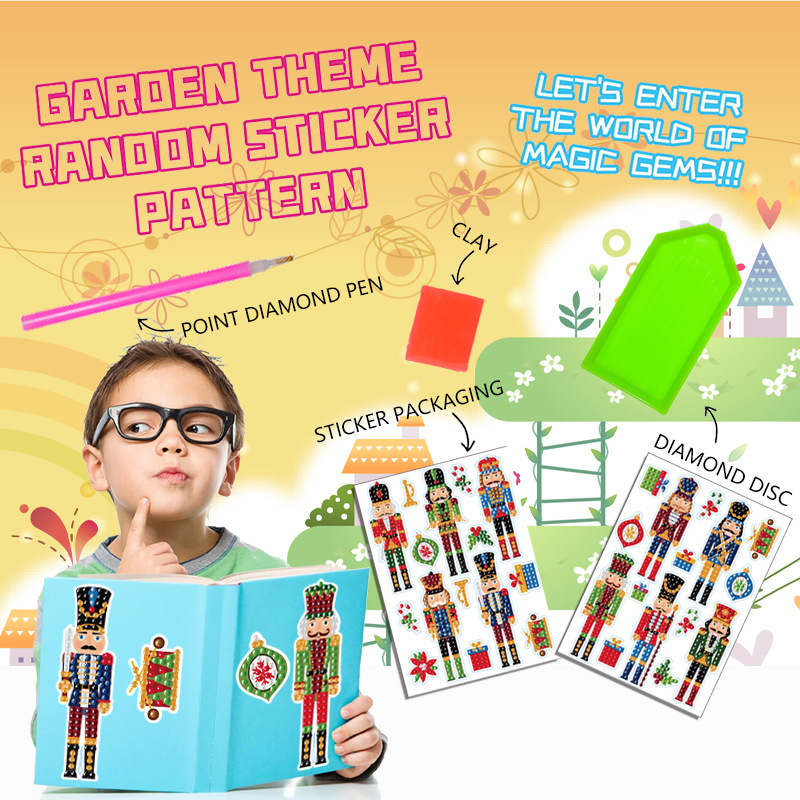 Venta caliente Cascanueces diamante pintura gratis pegatinas DIY pegatinas de pared de ladrillo pegatinas de niños pegatinas hechas a mano decorativo redondo diamante