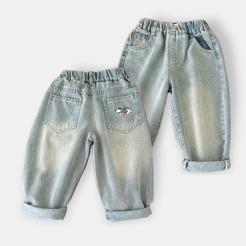Children's Spring Jeans 2025 Fashion Korean Style Children's Pants Clothing Boys Loose Pants Baby Casual Pants