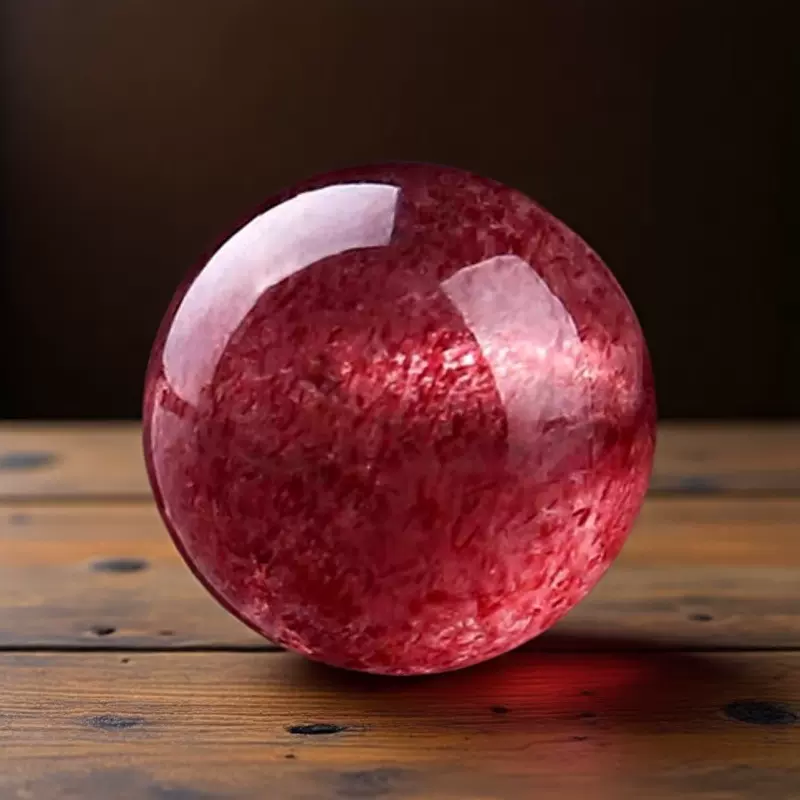 蓓蓓福水晶  天然鸽血红草莓晶散珠圆珠水晶单颗单珠多宝手串配饰