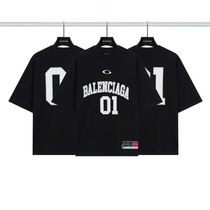 国境を越えた貿易卸売BパリユニフォームNo.01プリントハイストリートトレンドルーズ半袖Tシャツ男女兼用|undefined
