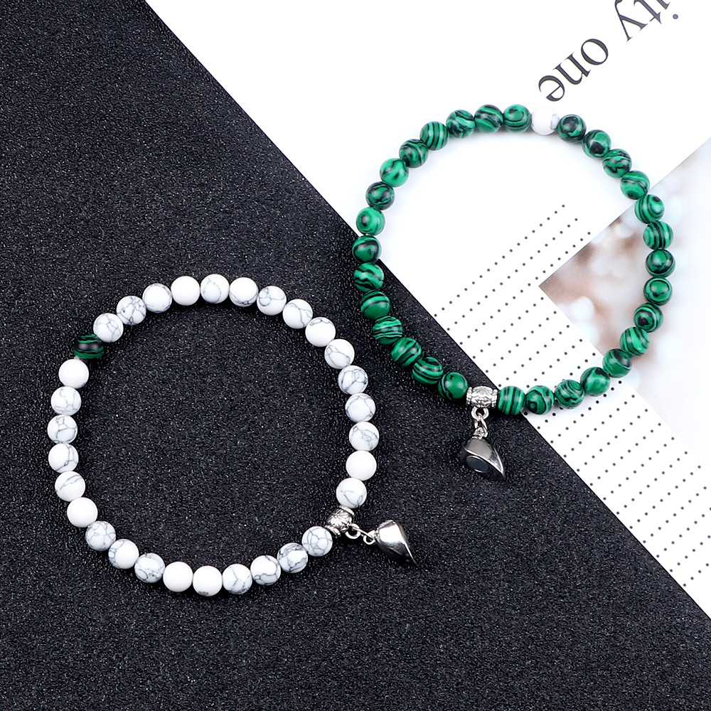 Coppia di bracciali con fibbia magnetica a forma di cuore, design di nicchia, fidanzate celebrità di internet, semplici bracciali elastici per due persone_voghion.com