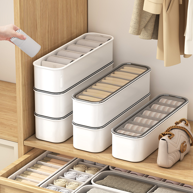 Socks Storage Box Household Wardrobe Underwear Deck with Lid Finishing Artifact Closefitting Clothes 3-in -1 Drawer Storage Socks Storage Box Household Wardrobe Underwear Deck with Lid Finishing Artifact Closefitting Clothes 3-in -1 Drawer Storage