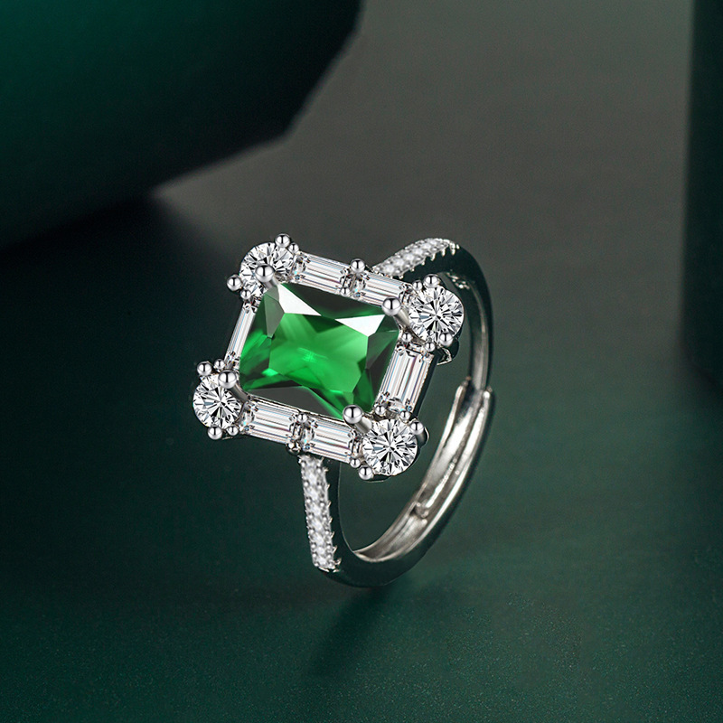 Fashion Rectangle Copper Plating Zircon Open Ring 1 Piece