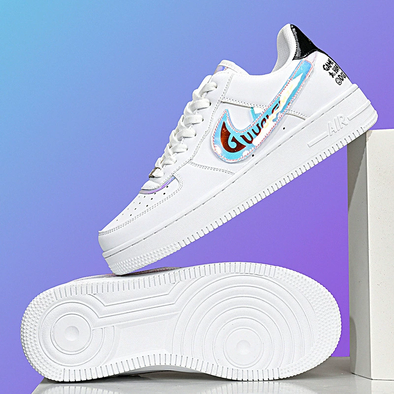 Aj Air Force One Men's Shoes Video Game Pixel Putian Shoes Low-Top Sneakers Casual Couple White Shoes Sports Casual Shoes