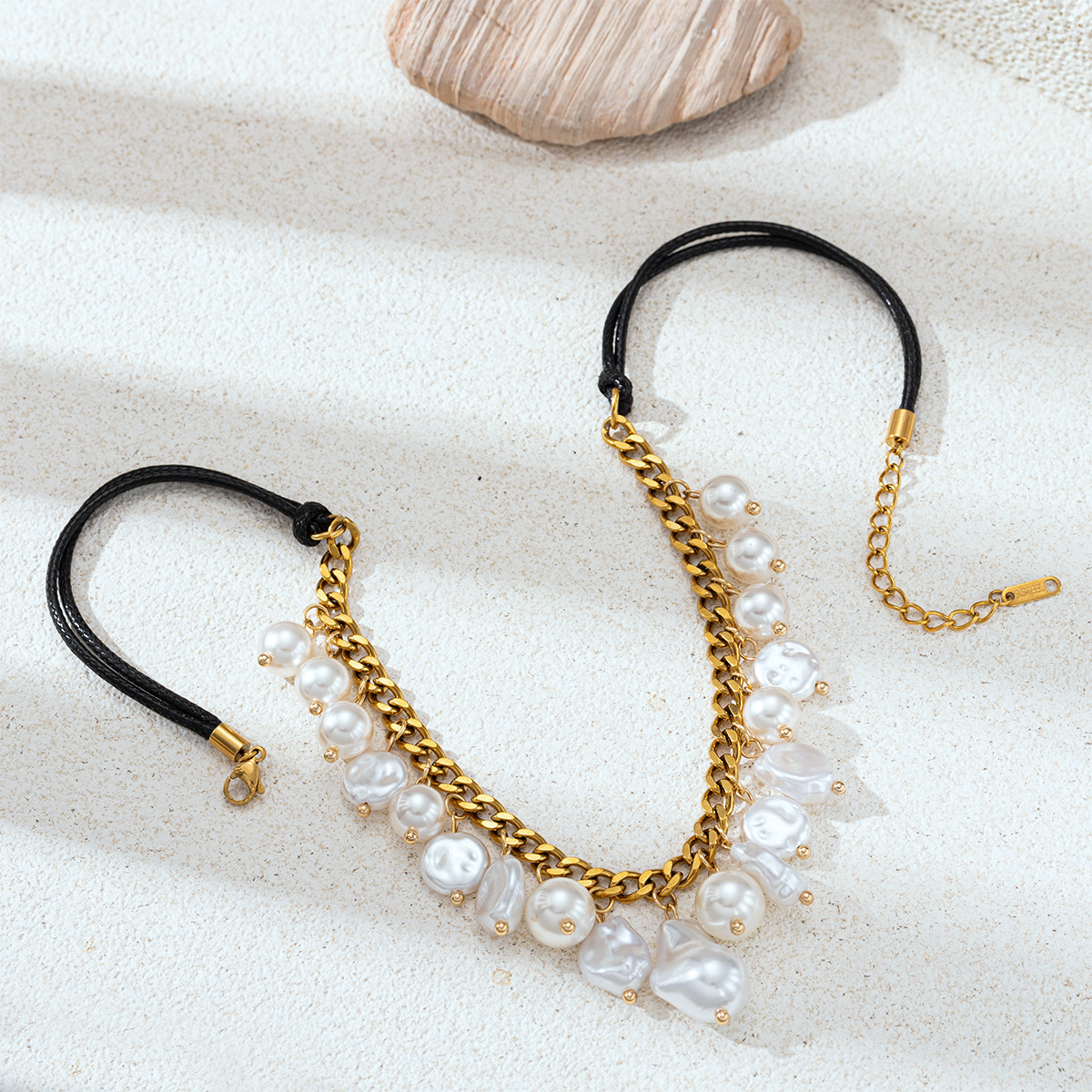 Collar de acero inoxidable de lujo ligero de alta calidad collar de perlas para mujeres no desvanecerse productos de venta calientes transfronterizos