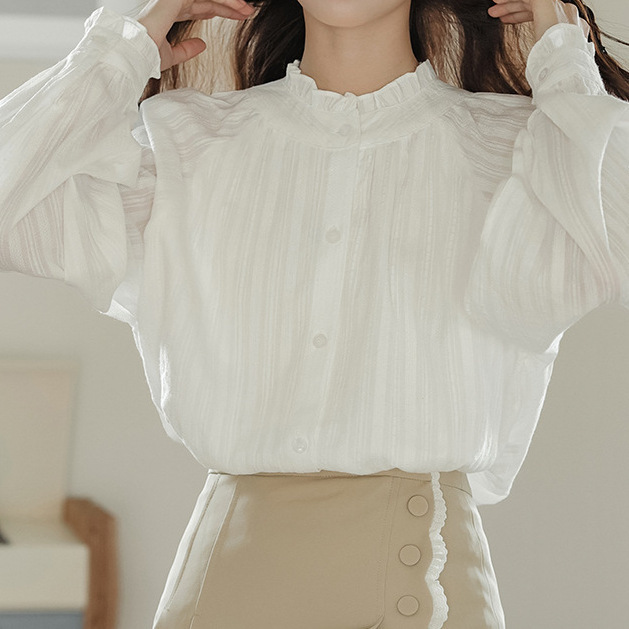 边白衬衫女设计感小众2025春秋新款长袖叠穿衬衣宽松甜美上衣|undefined