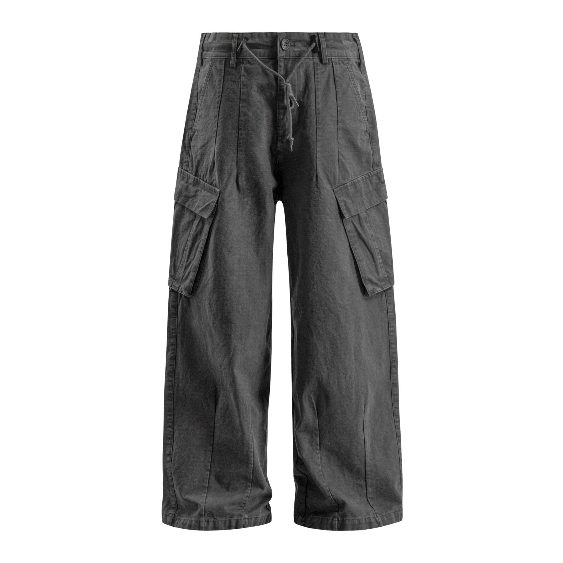1063 American Retro Trendy High-End Washed Vintage Wide-Leg Multi-Pocket Design Men's Loose Casual Cargo Pants