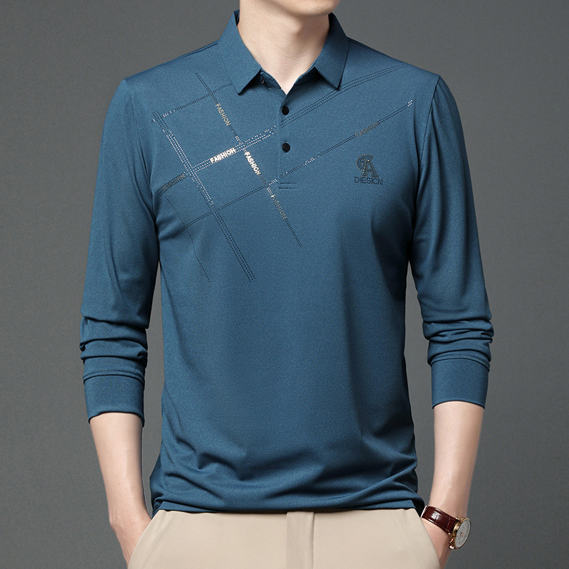 Primavera y otoño nueva camiseta de hombre de manga larga camisa de polo de alta calidad Camiseta de hombre superior de una pieza de entrega