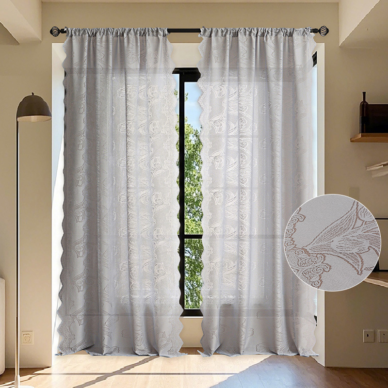 Fransk stil gardin med tulpanbroderi för vardagsrummet_voghion.com