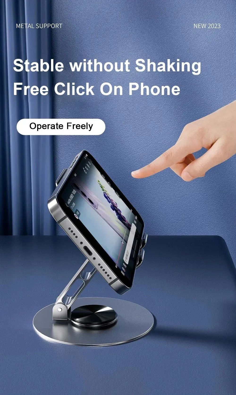 Tamamen metal dönen cep telefonu tutucusu, üst düzey mekanik masaüstü tablet, evrensel metal tutucu, drama izleme tembel canlı yayın standı