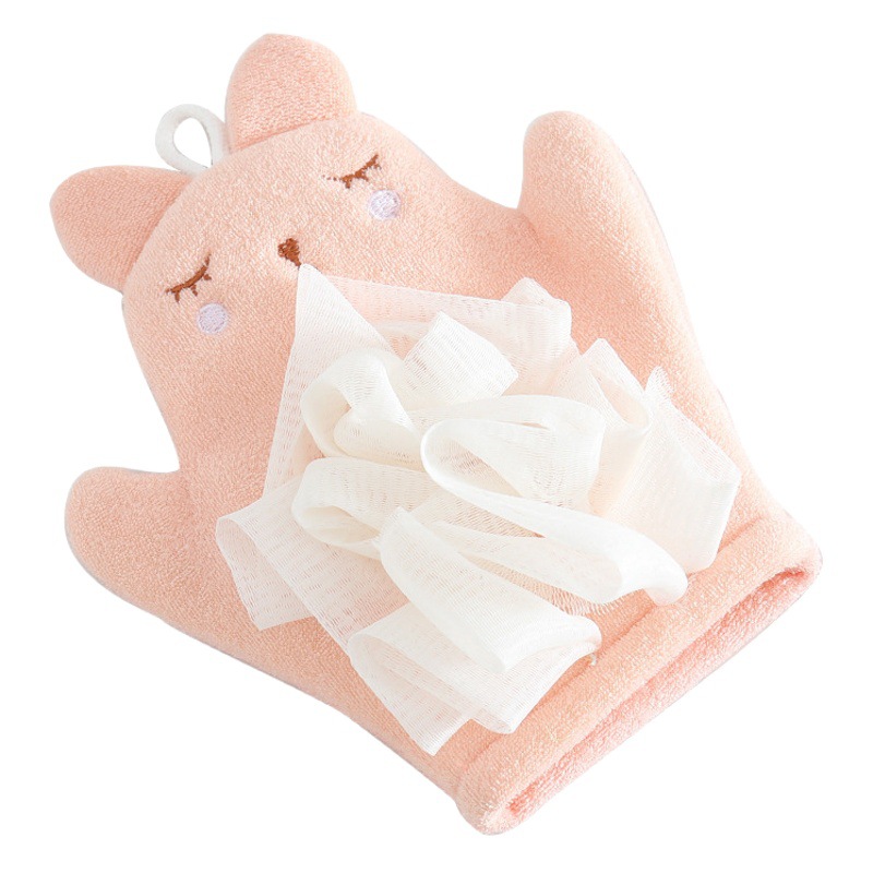 Lindo conejo Toalla de baño barro descontaminación artefacto Bola de baño Baño de flores guantes de baño de doble cara Toalla de baño de doble uso agradable para la piel