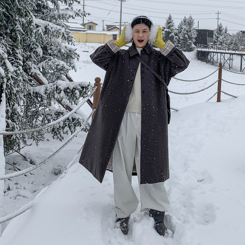 MOXI十三行女装2025冬季新款韩版长款风衣外套女加厚夹棉棉服棉衣