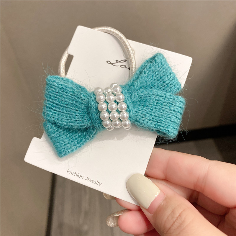 Autumn And Winter New Bow Wool Simple Headband Female Online Influencer Ins Rubber Band Female Hair Tie Pearl Tie Waist Hair Ring display picture 15