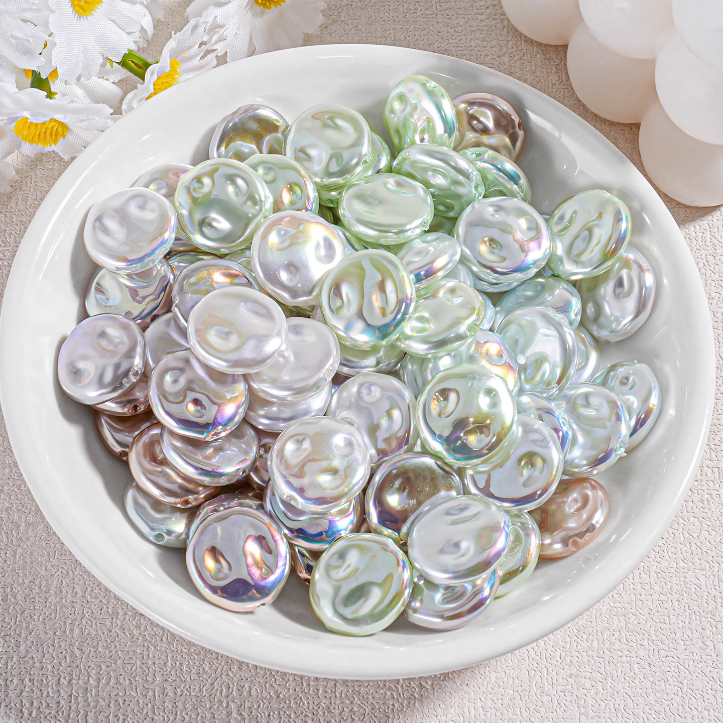 Heidi cuentas barrocas perla de imitación de forma especial piezas planas redondas con cuentas abs accesorios de joyería cadena de teléfono móvil material de bricolaje