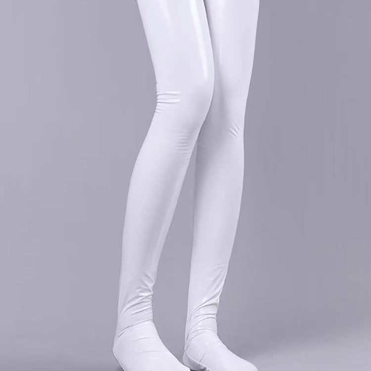 Ensemble de lingerie sexy tissée or avec chaussettes hautes en similicuir effet miroir, élasticité moyenne, jambes longues et moulantes montantes jusqu'au-dessus du genou_voghion.com