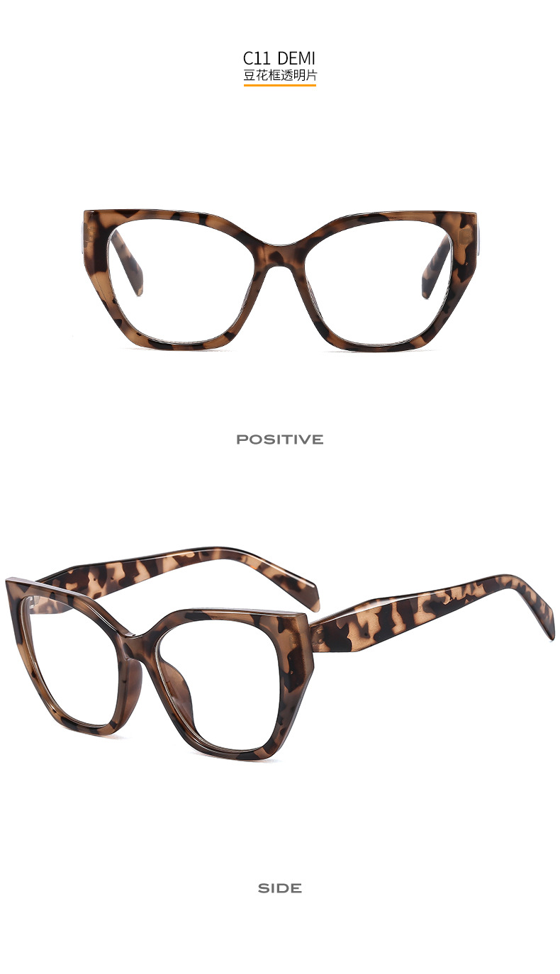 Color Block, Solid Color, Leopard Pattern Retro Ethnic Style Color Block Solid Color Leopard PC UV400 Protection Cat Eye Full Frame Women's Sunglasses
