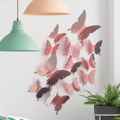 牆上的蝴蝶12隻立體鏡面蝴蝶跨境供貨亞馬遜牆貼臥室客廳裝飾貼紙