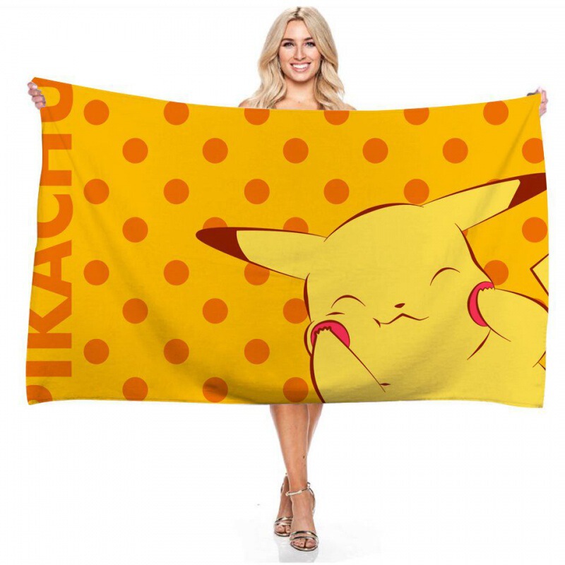 Foreign trade Pikachu pet elf series digital printing rectangular beach towel bath towel non-stick sand Foreign trade Pikachu pet elf series digital printing rectangular beach towel bath towel non-stick sand