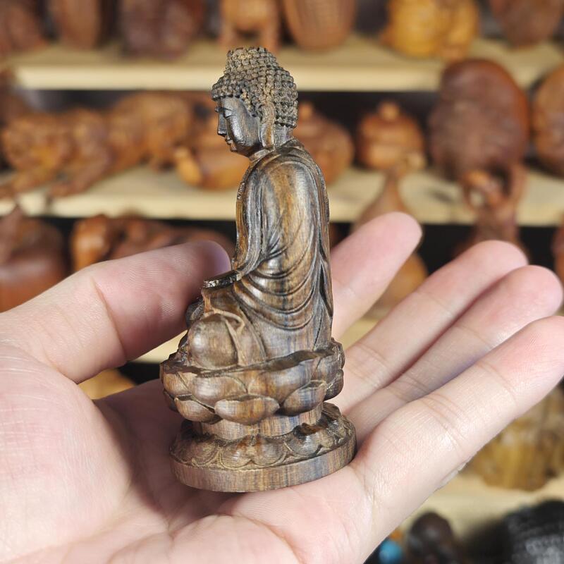 8cm印尼达拉干木雕佛像桌面家居大日如来摆件文玩雕刻释迦牟尼|undefined