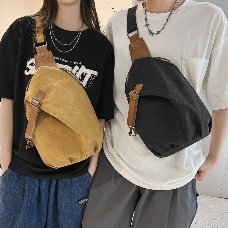 Retro universal Japanese capacious chest bag for men and women