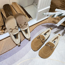 勃肯鞋女2023新款秋冬孕妇鞋子一脚蹬女鞋加绒豆豆软底博肯鞋全包