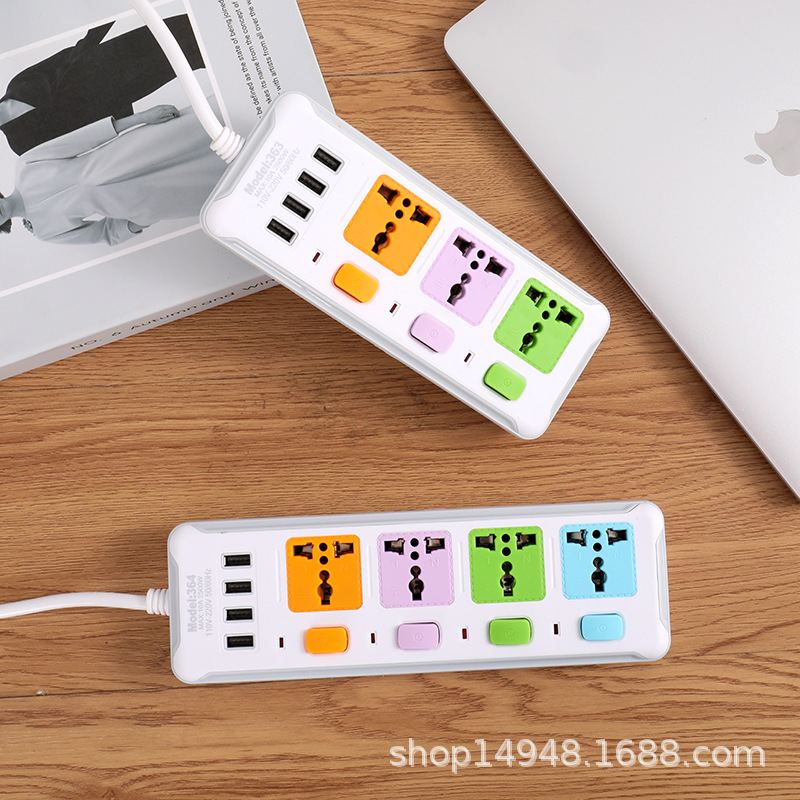 363#4USB 3meter socket  364# 2500瓦大功率 适合多国家外贸插孔