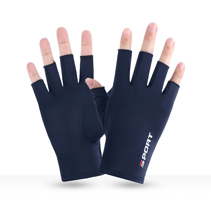 Sun Protection Gloves for Men, Suitable for Driving, Sweat-Absorbing, Fishing, Touchscreen-Compatible, Ice Silk Gloves, Non-Slip, Two-Finger Exposed, Cycling Half-Finger Gloves