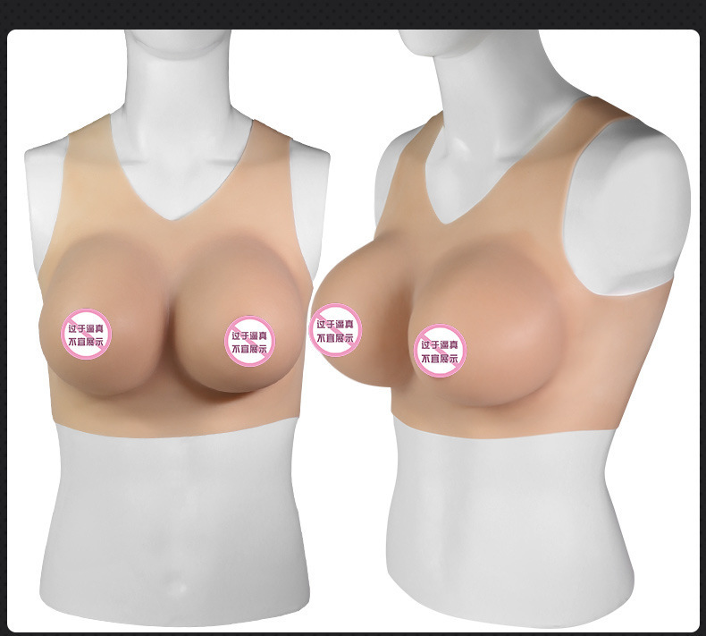 Silicone V-Neck Prosthetic Breast Form, B Cup, One-Piece Half-Body Design — detail image 22
