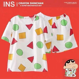 Crayon Shin-Chan Same Style Pajamas for Women Japanese Style Style Ins Style Summer Short-Sleeved Shorts Cartoon Home Clothes Cross-Border Wholesale