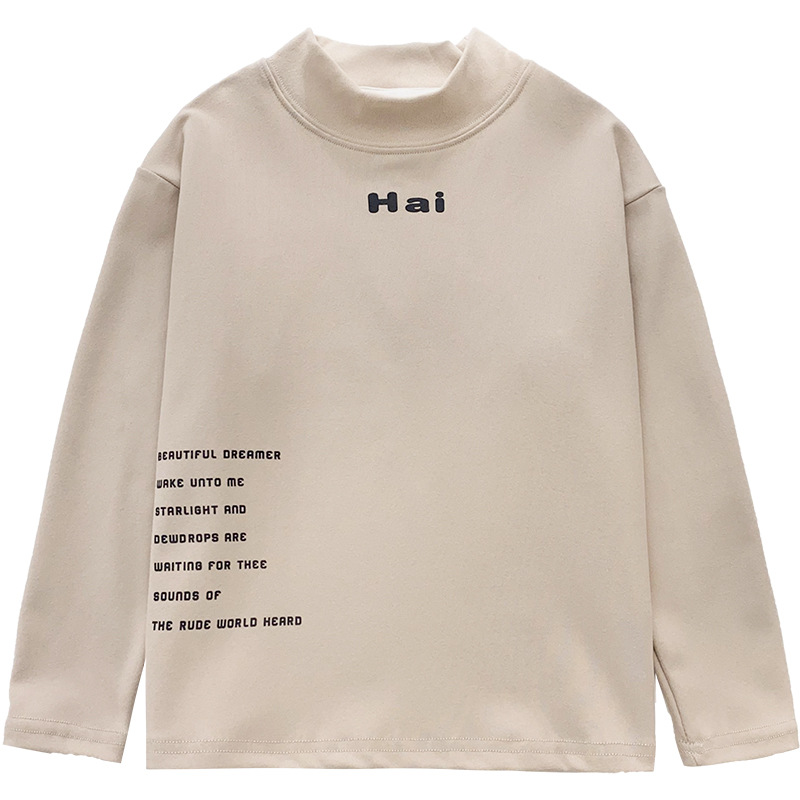 Camisa de fondo de estilo occidental para niños 2023 Otoño e Invierno nuevos niños estilo coreano Camiseta de manga larga para niños de terciopelo medio y niños grandes