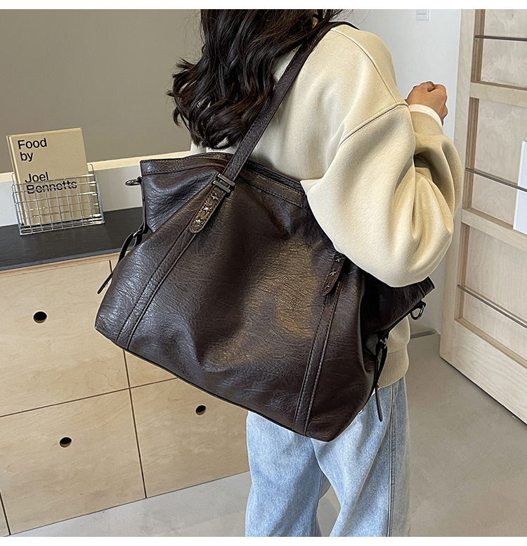 Cross-border large-capacity tote bag for women 2024 New style fashionable single-shoulder bag, retro simple casual crossbody bag for women undefined