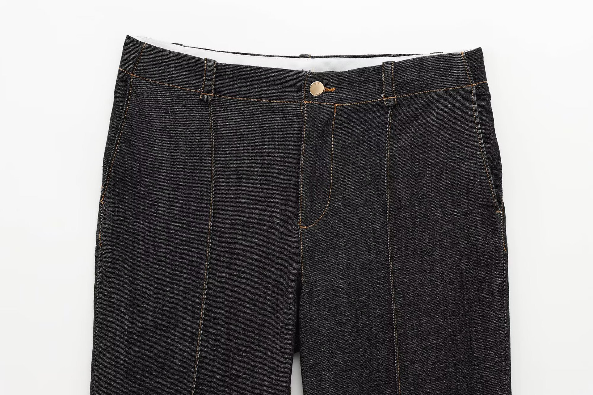 GraceChic 2025 Primavera Nuova Moda Donna Semplice Camicia Slim in Denim con Colletto Rivoltabile e Maniche Lunghe Casual Set di Pantaloni_voghion.com