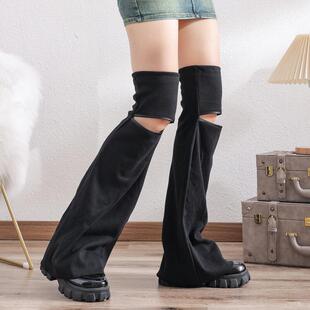 Hot girl leg cover slimming hollow over-the-knee long socks flared loose wide leg calf socks women's all-match elastic cloth