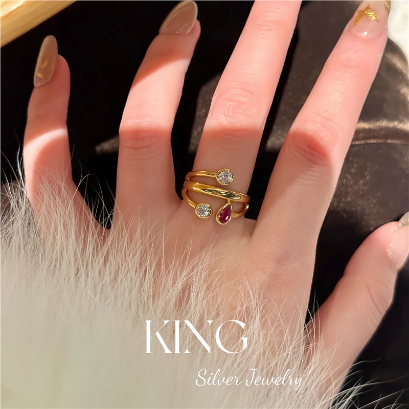 534中古泡泡红宝戒指|S925银镀金老钱风vintage红刚玉戒指|undefined