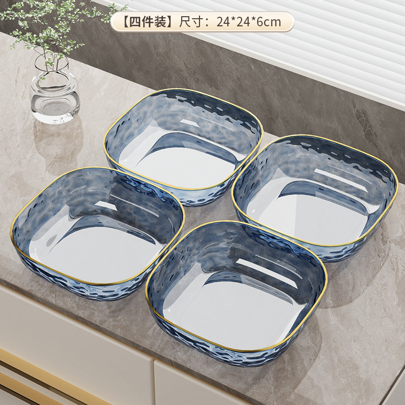 水波模様のフルーツプレート、リビングルームのコーヒーテーブル用、軽食やスナックプレート、透明で金縁の高級感のある大容量キャンディプレート、軽やかな高級感|undefined