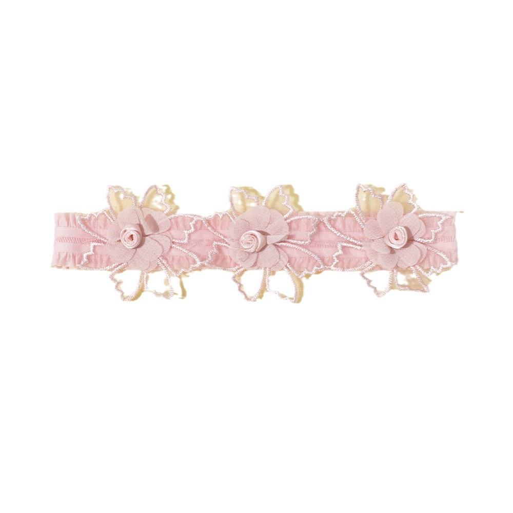 Europa e Stati Uniti transfrontalieri nuovi accessori per capelli per bambini tinta unita pizzo per bambini tre piccoli fiori fascia per capelli fascia elastica per bambini_voghion.com