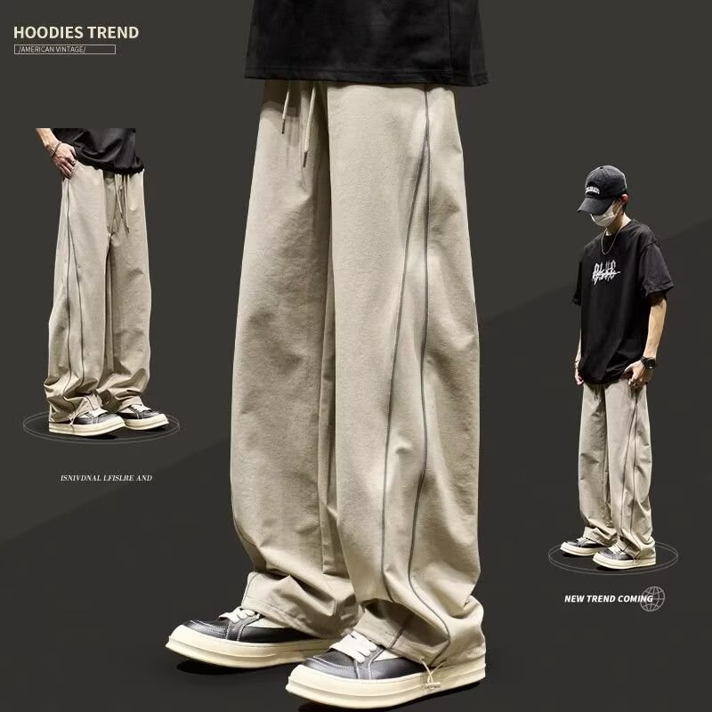 Leg-toe Casual Pants Men's Summer Ice Silk Thin Quick-drying Pants Trendy All-match Pants American Style Loose Straight-leg Sports Pants