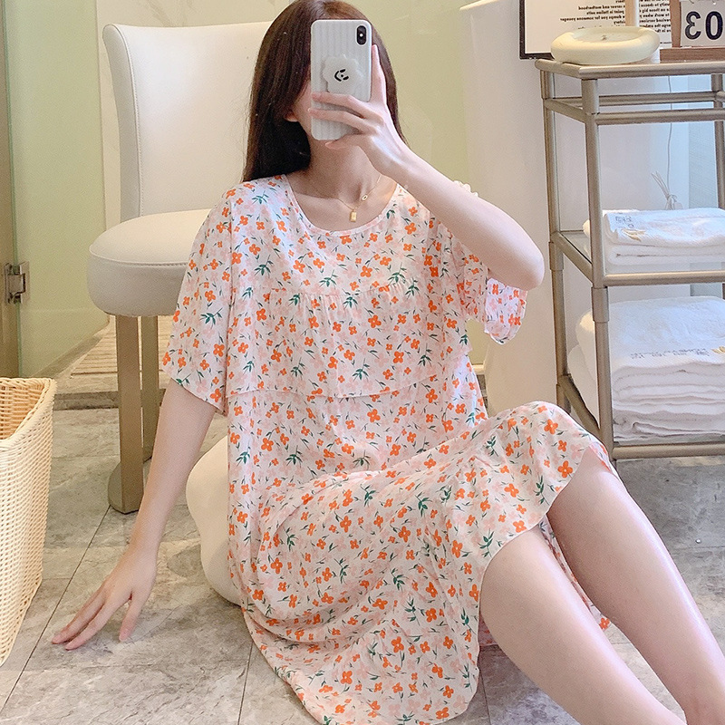 Anti-bumps vestido de dormir mujer verano pastoral pequeña falda de flores delgadas 2024 nuevo vestido de ropa de hogar suelta