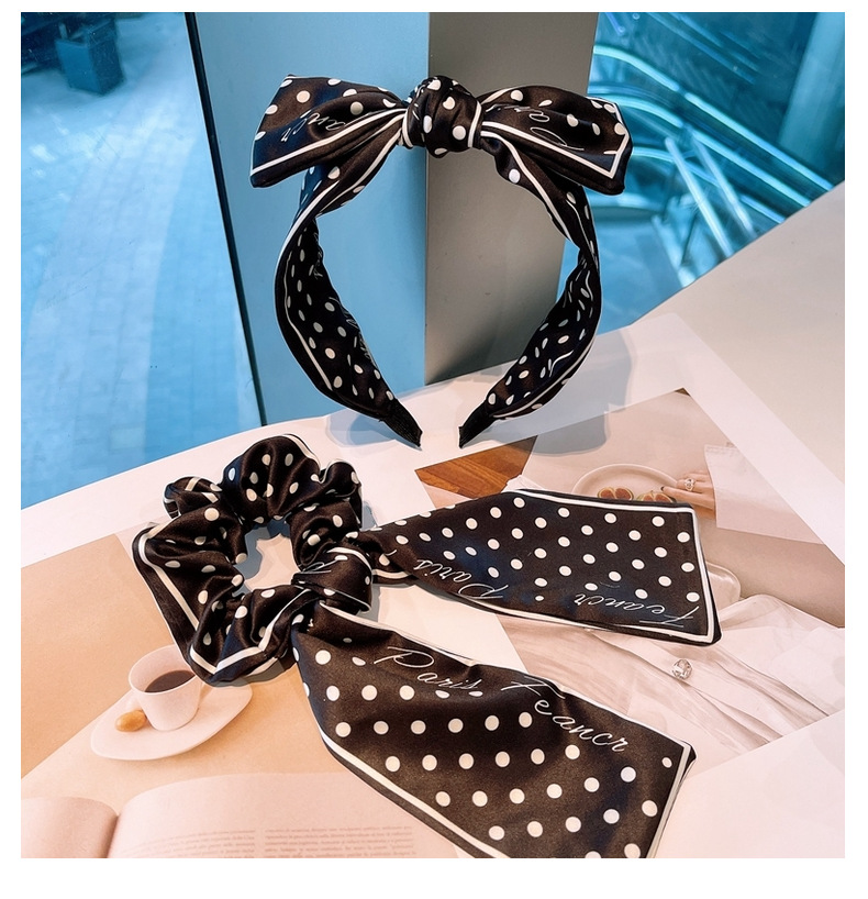 Korean Polka Dots Letters Bowknot Headband Ribbon Hair Scrunchies display picture 16