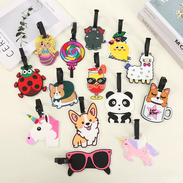 Cartoon Animal Silicone Luggage Tag Creative Suitcase Anti-Lost Tag Luggage Identification Tag Small Pendant Accessories