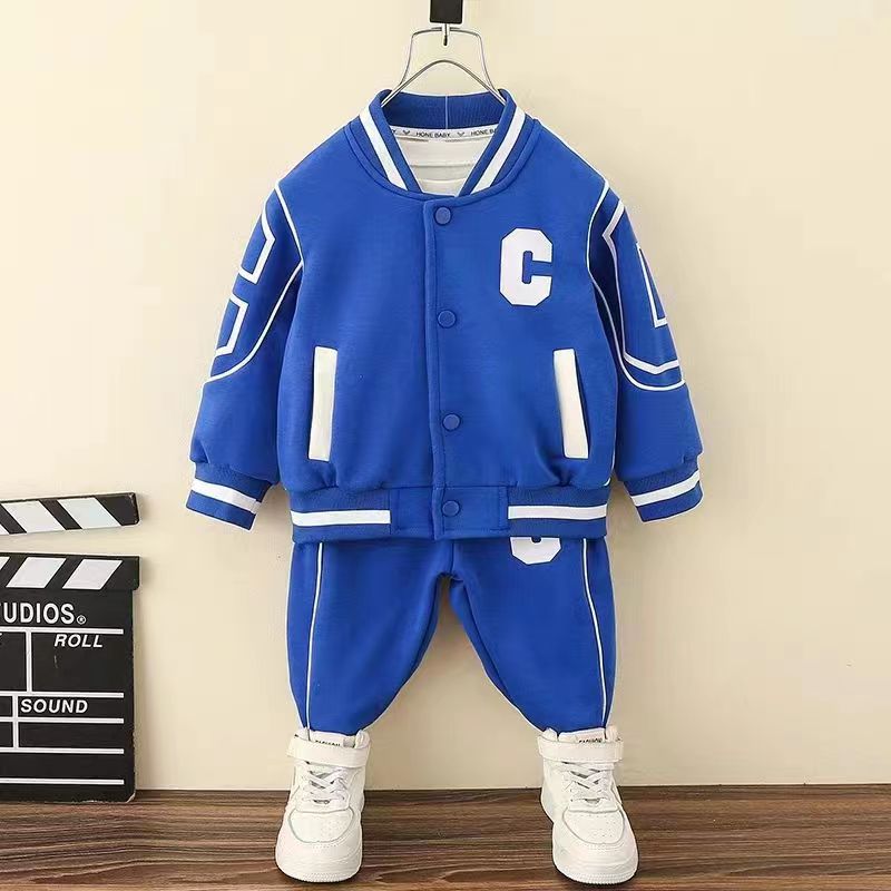 Nowy ładny kombinezon baseballowy z klipsem dla chłopców, kurtka sportowa, odzież dziecięca na wiosnę i jesień, dwuczęściowa_voghion.com