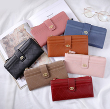 LENGRUI搭扣竖款女士韩版多卡位短款零钱包卡包小钱夹拉链时尚手