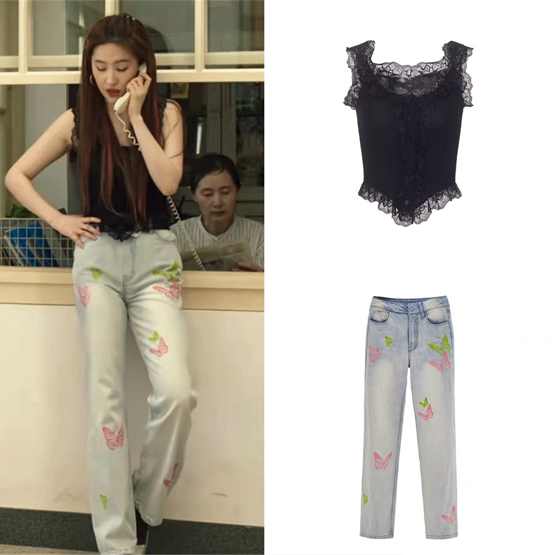 Liu Yifei's Rose Story Same Clothes 2024 Summer Fresh Embroidered…